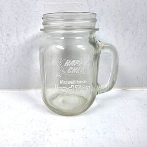 Vintage Happy Chef Maxwell House Iced Tea Glass Drinking Jar Mug Retro 5"‎